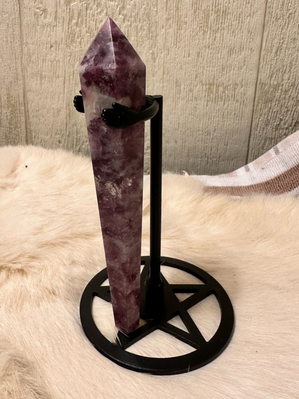 Lepidolite Crystal Point Tower with Stand